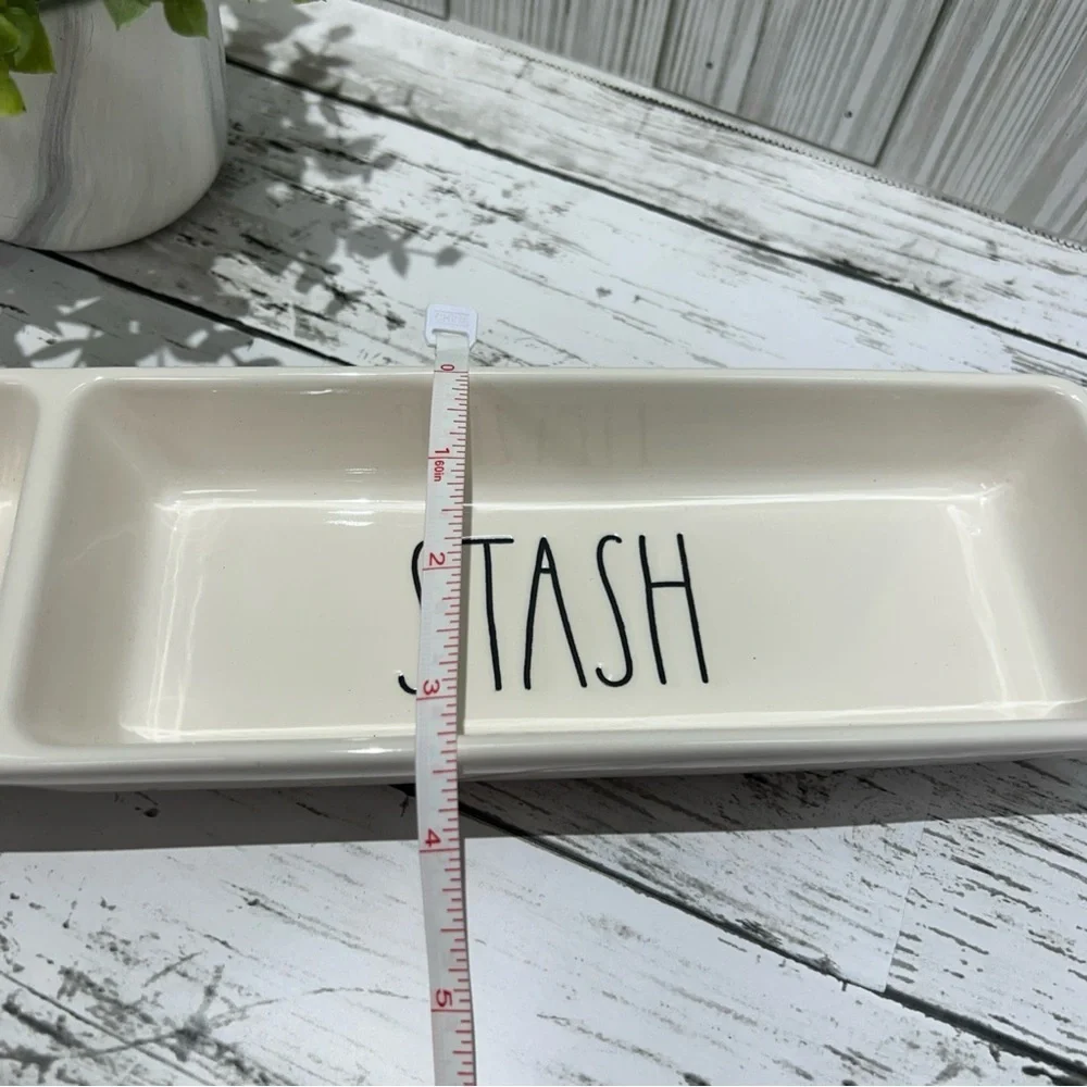 Rae Dunn Cream Jewelry  Office Desk “STASH”Organizer Tray